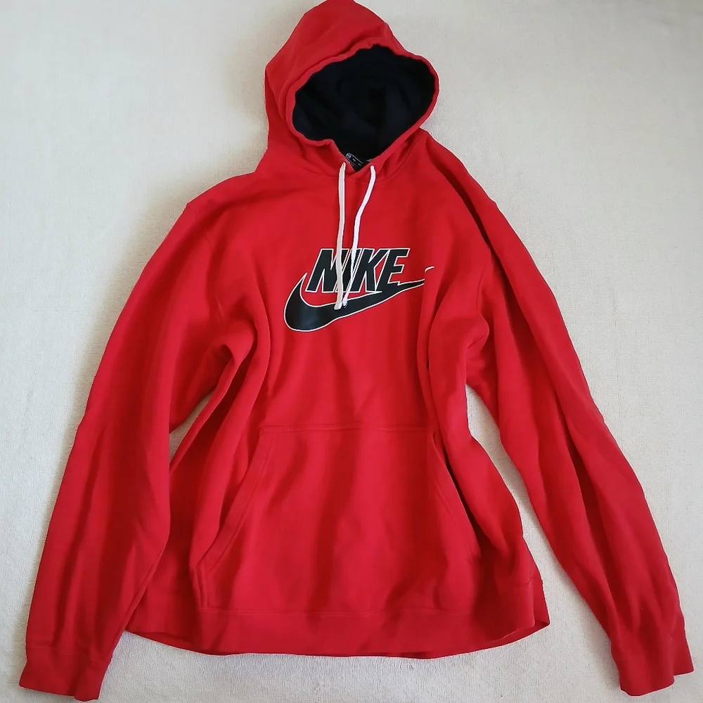 nike ♡ futura logo hoodie pullover mens xxl red black layering retro athleisure